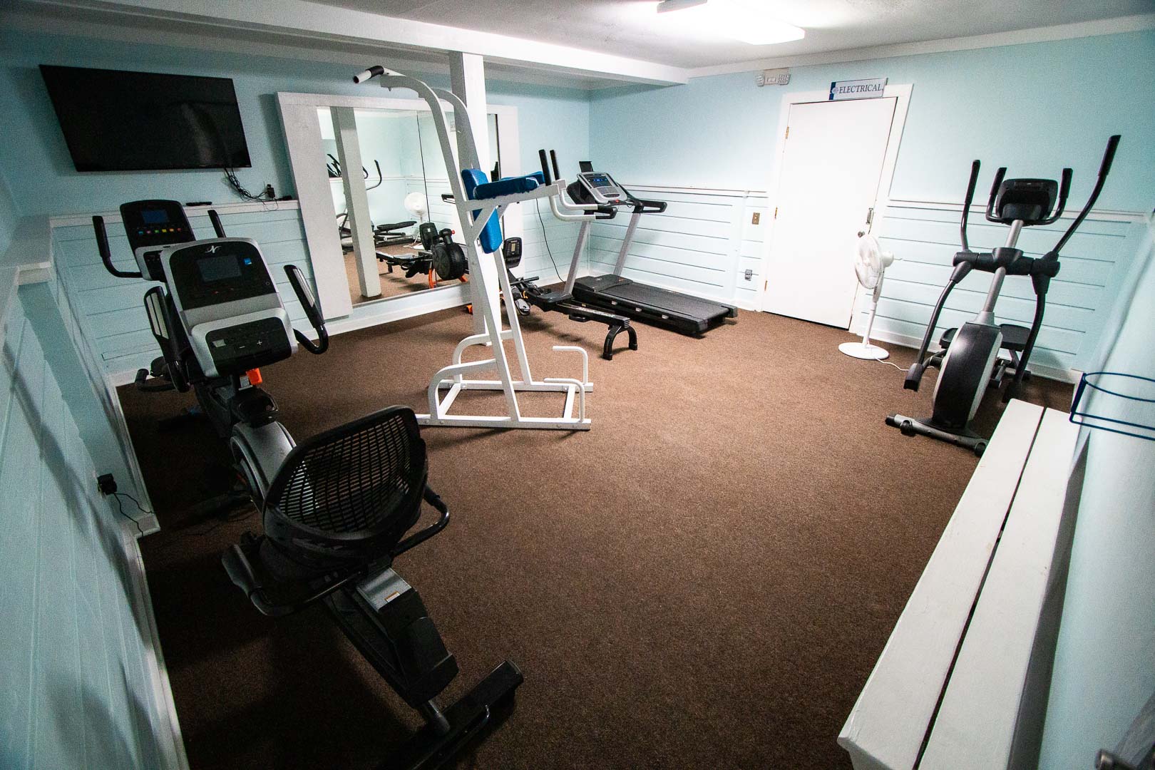 Indoor gym room at VRI's Barrier Island Station in North Carolina.